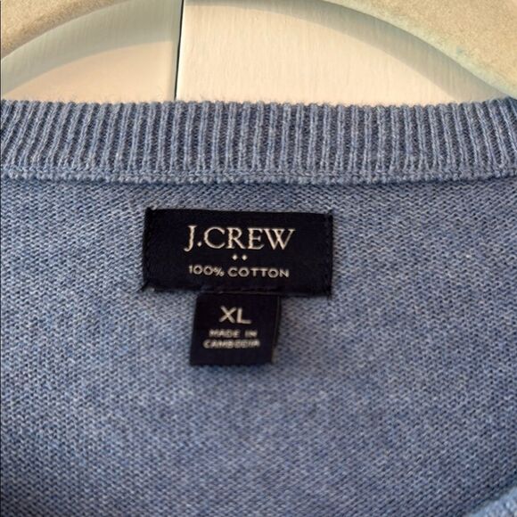 J. CREW CREW NECK MEN'S BLUE COTTON SWEATER XL - Picture 2 of 7